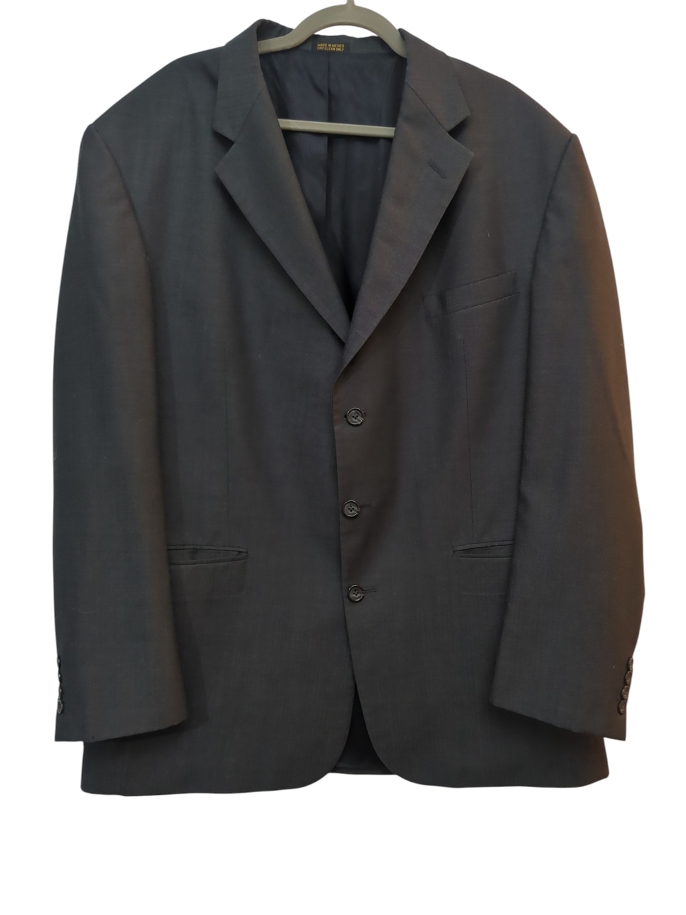 Oscar de la Renta Vintage 3 Button Wool Blazer 46L Classic Charcoal Mens Jacket
